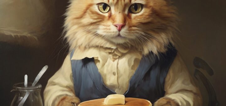 cat with pancakes
