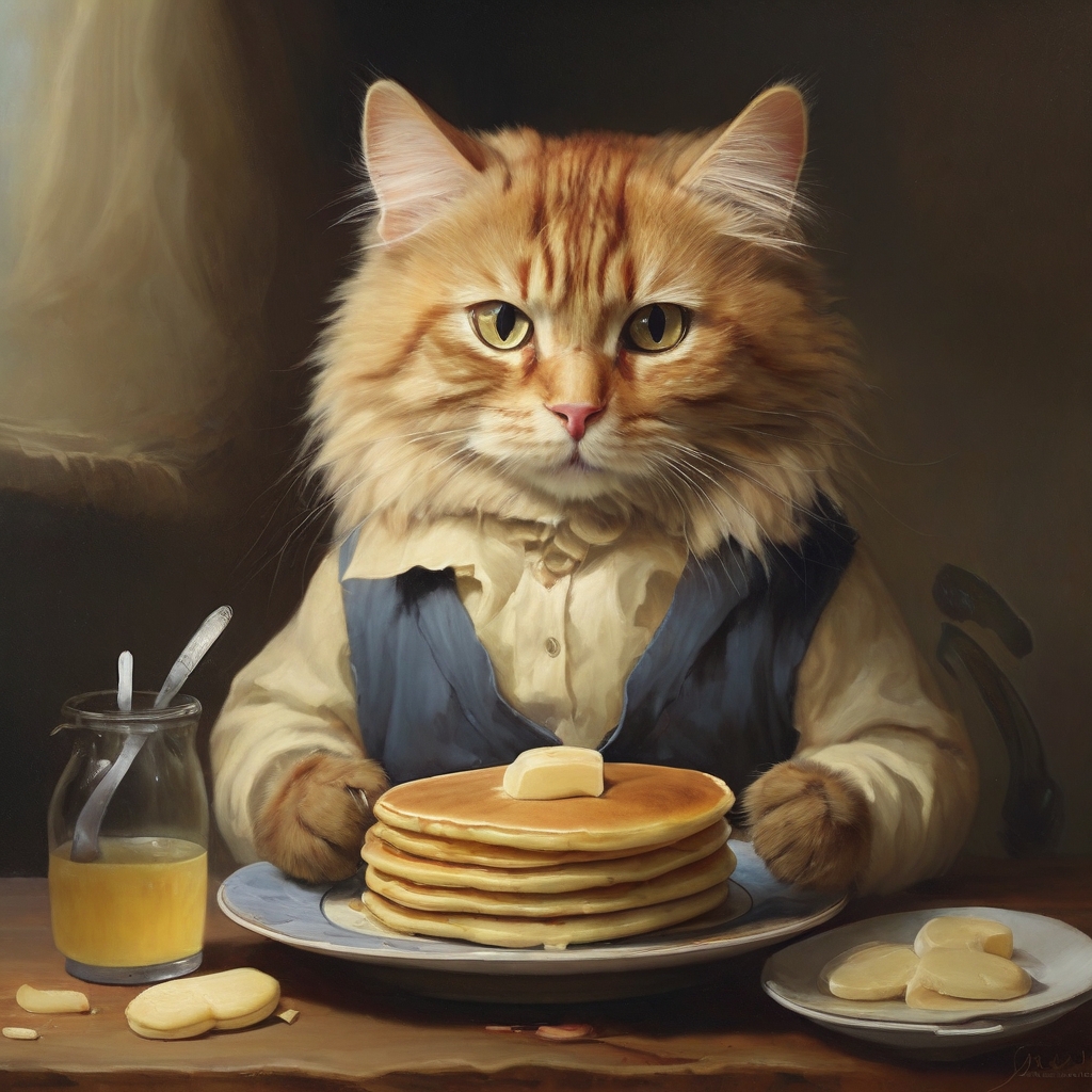 cat with pancakes