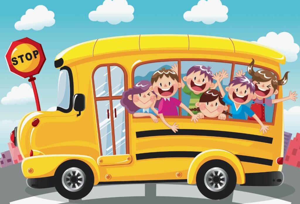 в автобусе дети рисунок