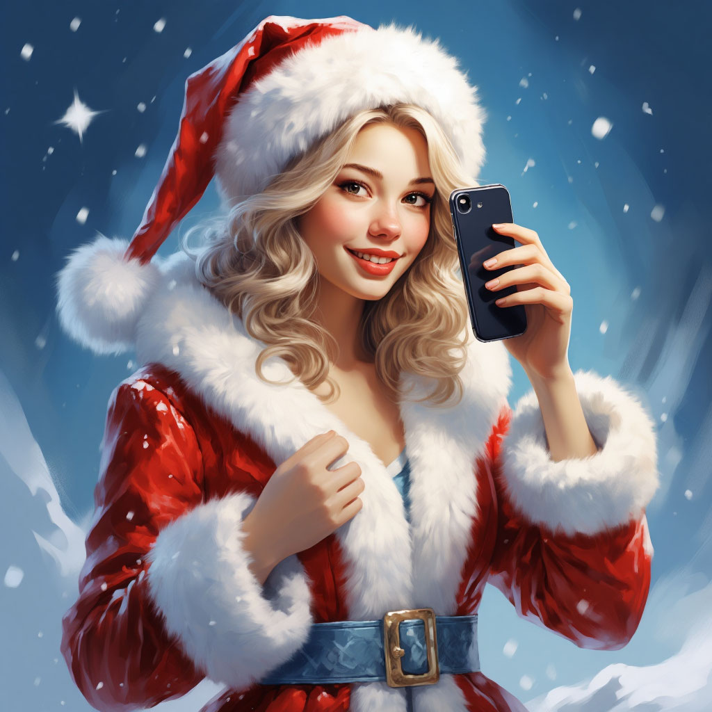 снегурочка с телефоном картинка нарисованная