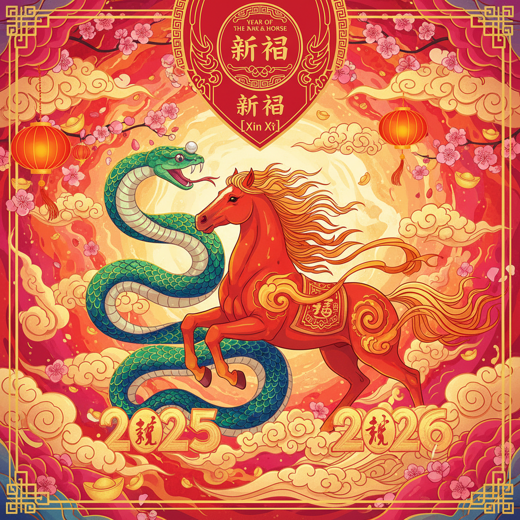 картинка змея и лошадь символы 2025-2026 года